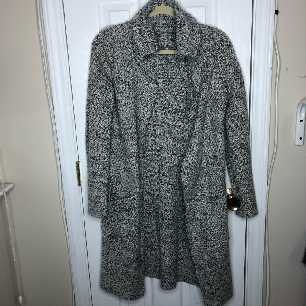 Heather grey knit long line cardigan